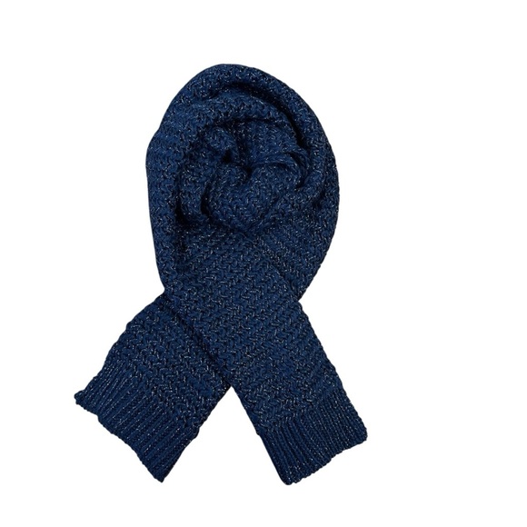 LOFT metallic blue chunky knit scarf - Picture 7 of 8